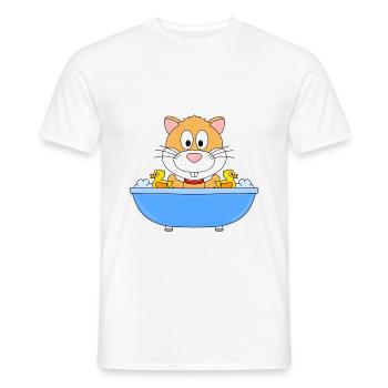 HAMSTER - BADEWANNE - BADEN - TIER - TIERISCH - Männer T-Shirt - Weiß - Vorne - AI Model Male 178 dark (178cm)