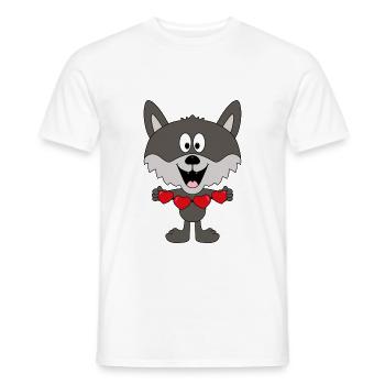 WOLF - LIEBE - LOVE - TIER - TIERISCH - VERLIEBT - Männer T-Shirt - Weiß - Vorne - AI Model Male 178 dark (178cm)