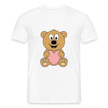 TEDDY - BÄR - TEDDYBÄR - LIEBE - HERZ - VERLIEBT - Männer T-Shirt - Weiß - Vorne - AI Model Male 178 dark (178cm)