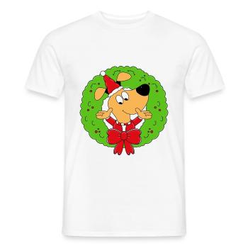 HUND - ADVENTSKRANZ - ADVENT - WEIHNACHTEN - TIER - Männer T-Shirt - Weiß - Vorne - AI Model Male 178 dark (178cm)