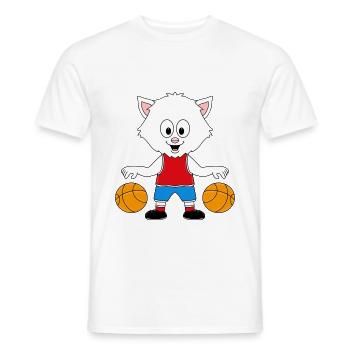 KATZE - BASKETBALL - SPORT - TIER - TIERISCH - Männer T-Shirt - Weiß - Vorne - AI Model Male 178 dark (178cm)