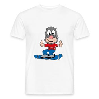 MAULWURF - SNOWBOARD - WINTERSPORT - TIER - Männer T-Shirt - Weiß - Vorne - AI Model Male 178 dark (178cm)