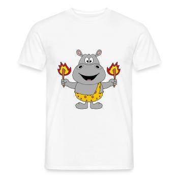 NILPFERD - FEUER - STEINZEIT - TIER - TIERISCH - Männer T-Shirt - Weiß - Vorne - AI Model Male 178 dark (178cm)