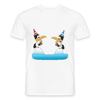 PINGUINE - EIS - TIERE - WINTER - LIEBE - LOVE - Männer T-Shirt - Weiß - Vorne - AI Model Male 178 dark (178cm)