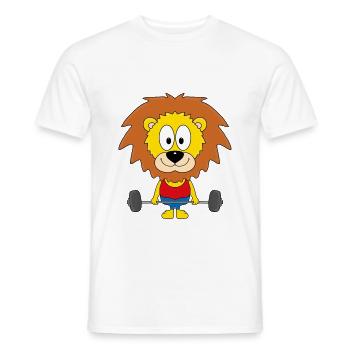 LÖWE - FITNESS - SPORT - TIERISCH - FIT - Männer T-Shirt - Weiß - Vorne - AI Model Male 178 dark (178cm)