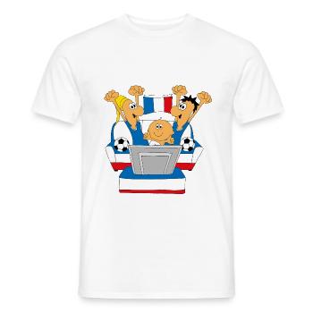FRANKREICH - FUßBALL - WELTMEISTERSCHAFT - FANS - Männer T-Shirt - Weiß - Vorne - AI Model Male 178 dark (178cm)