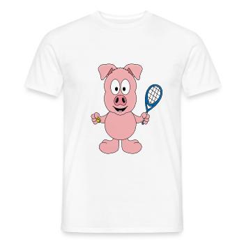 TENNIS - SCHWEIN - TIER - TIERISCH - SPORT - Männer T-Shirt - Weiß - Vorne - AI Model Male 178 dark (178cm)