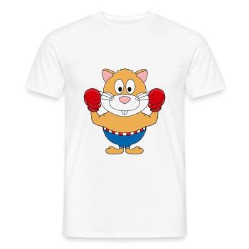 BOXER - HAMSTER - BOXEN - SPORT - TIER - TIERISCH - Männer T-Shirt - Weiß - Vorne - AI Model Male 178 dark (178cm)