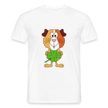 MEERSCHWEINCHEN - KLEEBLATT - GLÜCKSBRINGER - Männer T-Shirt - Weiß - Vorne - AI Model Male 178 dark (178cm)