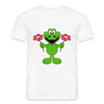 KROKODIL - BLUMEN - TIER - LIEBE - LOVE - TIERISCH - Männer T-Shirt - Weiß - Vorne - AI Model Male 178 dark (178cm)