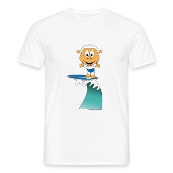 SCHAF - SURFER - WELLENREITER - WASSERSPORT - TIER - Männer T-Shirt - Weiß - Vorne - AI Model Male 178 dark (178cm)