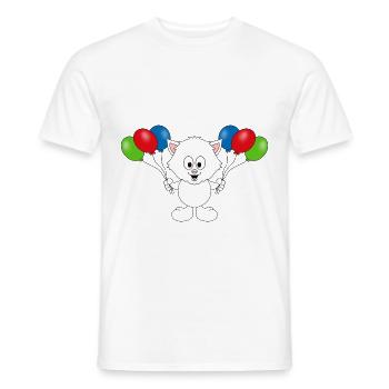 KATZE - LUFTBALLONS - TIER - KIND - BABY - Männer T-Shirt - Weiß - Vorne - AI Model Male 178 dark (178cm)