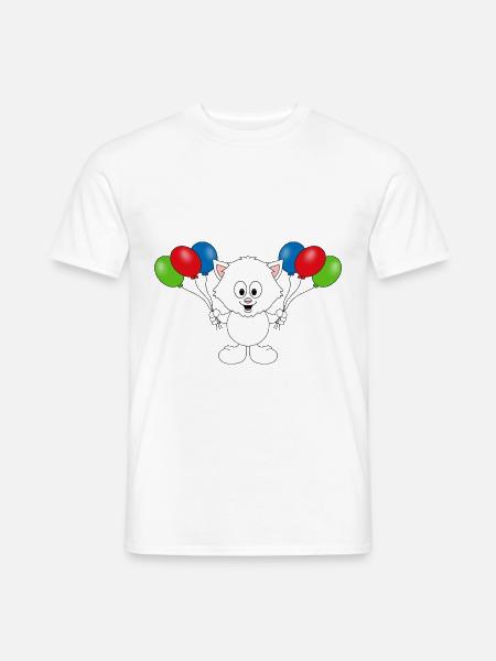 KATZE - LUFTBALLONS - TIER - KIND - BABY - Männer T-Shirt - Weiß