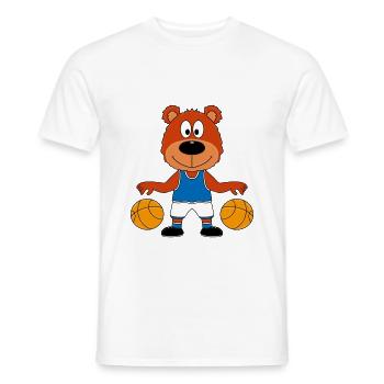BASKETBALL - SPORT - TIER - BÄR - TEDDYBÄR - TEDDY - Männer T-Shirt - Weiß - Vorne - AI Model Male 178 dark (178cm)