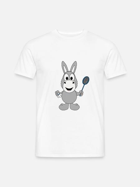 FEDERBALL - BADMINTON - SPORT - ESEL - TIER - KIND - Männer T-Shirt - Weiß