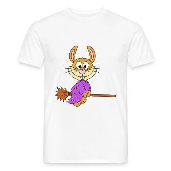 HASE - HEXE - HEXENBESEN - TIER - KIND - BABY - Männer T-Shirt - Weiß - Vorne - AI Model Male 178 dark (178cm)