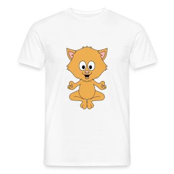 YOGA - PILATES - KATZE - KATER - TIER - Männer T-Shirt - Weiß - Vorne - AI Model Male 178 dark (178cm)