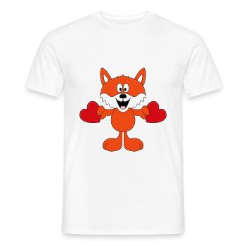 FUCHS - LIEBE - HERZEN - TIER - VERLIEBT - LOVE - Männer T-Shirt - Weiß - Vorne - AI Model Male 178 dark (178cm)