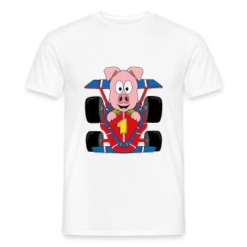 SCHWEIN - AUTO - RENNWAGEN - AUTORENNEN - TIER - Männer T-Shirt - Weiß - Vorne - AI Model Male 178 dark (178cm)