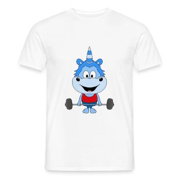 EINHORN - FITNESS - GEWICHTHEBER - BODYBUILDING - Männer T-Shirt - Weiß - Vorne - AI Model Male 178 dark (178cm)