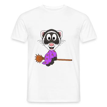 HEXE - FRETTCHEN - HEXENBESEN - TIER - Männer T-Shirt - Weiß - Vorne - AI Model Male 178 dark (178cm)
