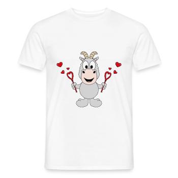 LIEBE - LOVE - SEIFENBLASEN - ZIEGE - TIER - Männer T-Shirt - Weiß - Vorne - AI Model Male 178 dark (178cm)