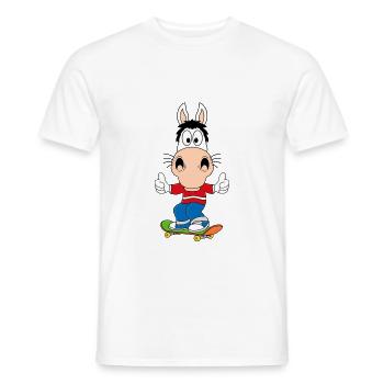 PFERD - PONY - SKATEBOARD - SPORT - TIERISCH - Männer T-Shirt - Weiß - Vorne - AI Model Male 178 dark (178cm)