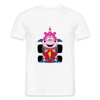 EINHORN - RENNFAHRER - AUTO - AUTORENNEN - SPORT - Männer T-Shirt - Weiß - Vorne - AI Model Male 178 dark (178cm)