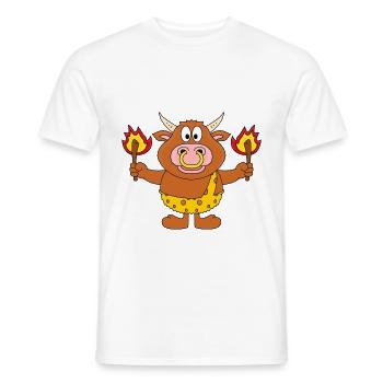 BULLE - FEUER - STEINZEIT - TIER - TIERISCH - Männer T-Shirt - Weiß - Vorne - AI Model Male 178 dark (178cm)