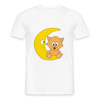 KATZE - MOND - KATER - TIER - TIERISCH - Männer T-Shirt - Weiß - Vorne - AI Model Male 178 dark (178cm)