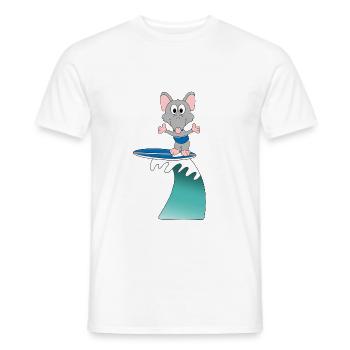 WASSERRATTE - SURFER - WELLENREITER - WASSERSPORT - Männer T-Shirt - Weiß - Vorne - AI Model Male 178 dark (178cm)