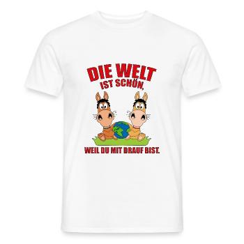 PFERDE - LIEBE - ERDE - DIE WELT IST SCHÖN... - Männer T-Shirt - Weiß - Vorne - AI Model Male 178 dark (178cm)