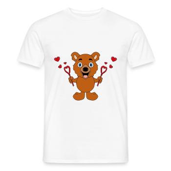 SEIFENBLASEN - LIEBE - HERZEN - TEDDY - BÄR - Männer T-Shirt - Weiß - Vorne - AI Model Male 178 dark (178cm)