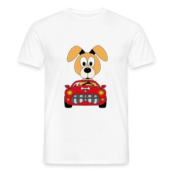 HUND - AUTO - TIER - TIERISCH - KIND - BABY - Männer T-Shirt - Weiß - Vorne - AI Model Male 178 dark (178cm)