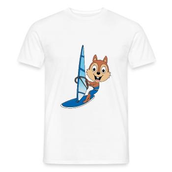 EICHHÖRNCHEN - WINDSURFER - SURFER - WASSERSPORT - Männer T-Shirt - Weiß - Vorne - AI Model Male 178 dark (178cm)