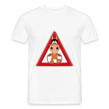 ACHTUNG SPRINGPFERD - SPRINGREITEN - PFERD - SPORT - Männer T-Shirt - Weiß - Vorne - AI Model Male 178 dark (178cm)
