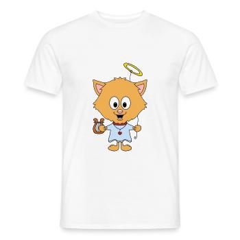 KATZE - ENGEL - TIER - TIERISCH - KATER - HIMMEL - Männer T-Shirt - Weiß - Vorne - AI Model Male 178 dark (178cm)