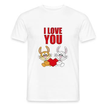 I LOVE YOU - HASEN - OSTERHASEN - OSTERN - LIEBE - Männer T-Shirt - Weiß - Vorne - AI Model Male 178 dark (178cm)