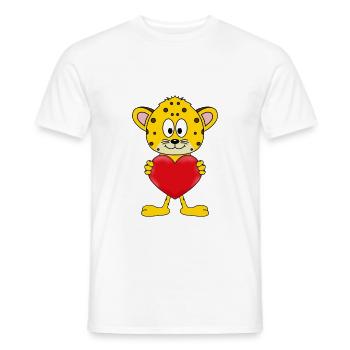LEOPARD - HERZ - LOVE - TIER - TIERISCH - VERLIEBT - Männer T-Shirt - Weiß - Vorne - AI Model Male 178 dark (178cm)