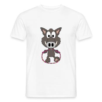 WILDSCHWEIN - SPRINGSEIL - SEILSPRINGEN - TIER - Männer T-Shirt - Weiß - Vorne - AI Model Male 178 dark (178cm)