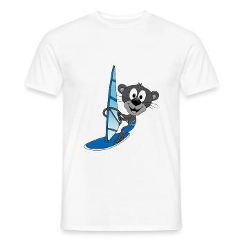 SURFER - WINDSURFER - PANTHER - WASSERSPORT - TIER - Männer T-Shirt - Weiß - Vorne - AI Model Male 178 dark (178cm)