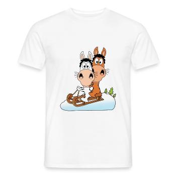 PFERDE - PONYS - RODELN - SCHLITTEN - WINTER - Männer T-Shirt - Weiß - Vorne - AI Model Male 178 dark (178cm)