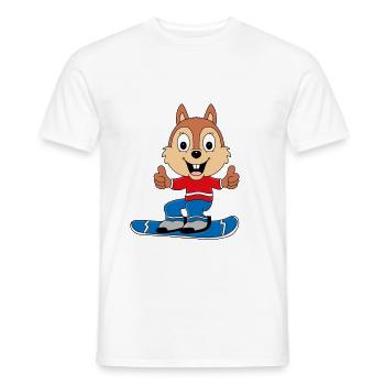 EICHHÖRNCHEN - SNOWBOARD - WINTERSPORT - TIERISCH - Männer T-Shirt - Weiß - Vorne - AI Model Male 178 dark (178cm)