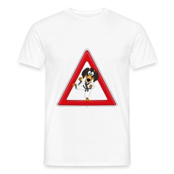 ACHTUNG - KAMPFDACKEL - KARATE - JUDO - SPORT - Männer T-Shirt - Weiß - Vorne - AI Model Male 178 dark (178cm)