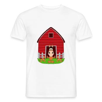 PFERD - PONYHOF - REITERHOF - HÜHNER - TIERISCH - Männer T-Shirt - Weiß - Vorne - AI Model Male 178 dark (178cm)