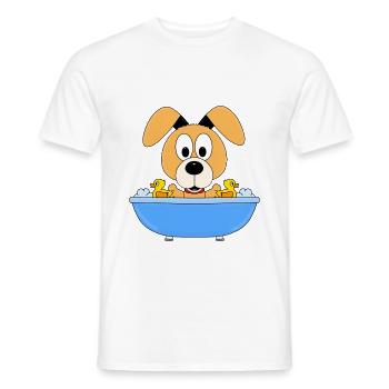 HUND - BADEWANNE - BADEN - TIER - TIERISCH - Männer T-Shirt - Weiß - Vorne - AI Model Male 178 dark (178cm)