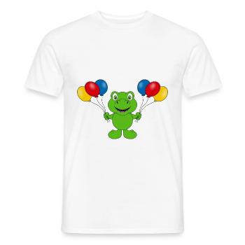 LUFTBALLONS - DINO - DINOSAURIER - GEBURTSTAG - Männer T-Shirt - Weiß - Vorne - AI Model Male 178 dark (178cm)