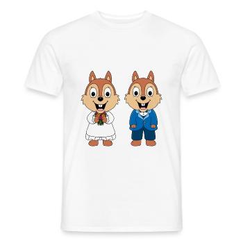 EICHHÖRNCHEN - HOCHZEIT - HEIRATEN - LIEBE - LOVE - Männer T-Shirt - Weiß - Vorne - AI Model Male 178 dark (178cm)