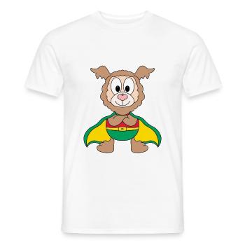 SUPERHELD - LAMA - ALPAKA - TIER - Männer T-Shirt - Weiß - Vorne - AI Model Male 178 dark (178cm)