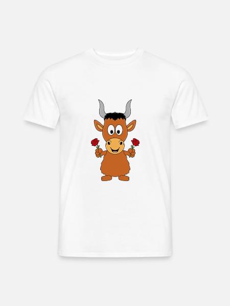 STIER - BULLE - BLUMEN - TIER - LIEBE - Männer T-Shirt - Weiß